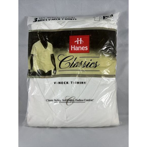 Hanes Other - NEW Vintage 1998 HANES 3 Pack V Neck T Shirts Size XL 46-48